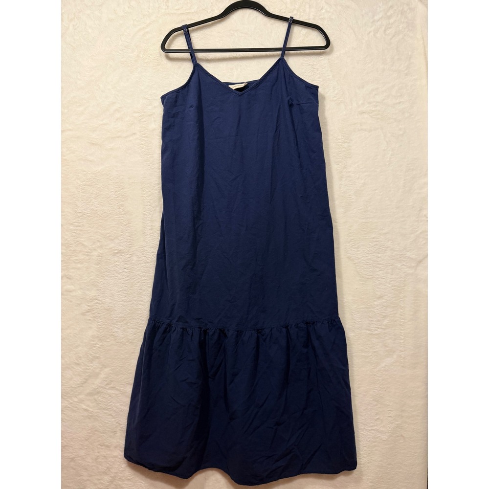 Universal Thread Blue Cotton Tiered Midi Dress Womens Size M Spaghetti Strap
